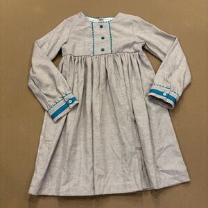 Bella Bliss Girl’s Cotton Dress Grey With Teal Scalloped Trim Size 10 New W Tag